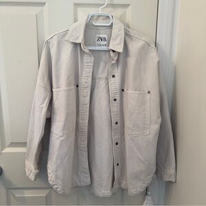 Medium Zara Light Beige Shirt Jacket - 100 Cotton